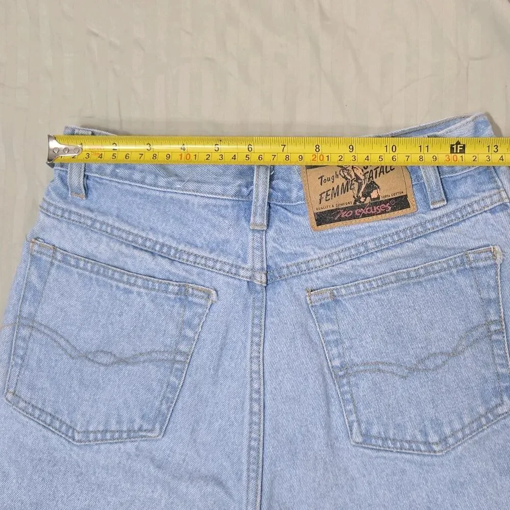 No Excuses Femme Fatale Women's Cut Off Denim Shorts Light Blue Cotton 8/10 Poc…